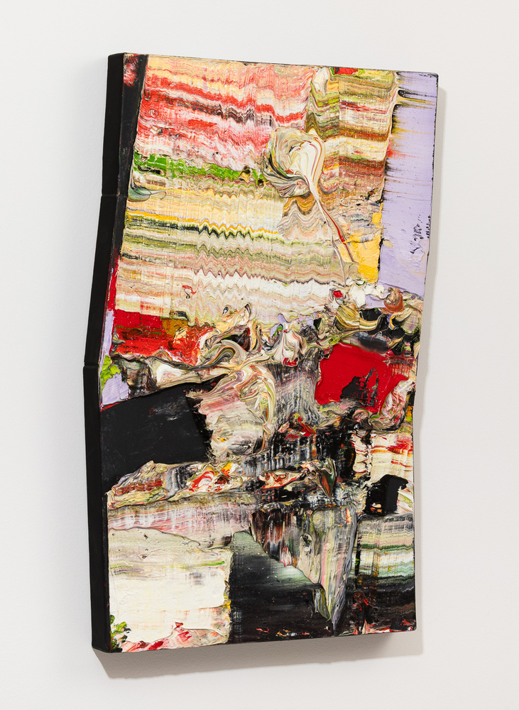 Cornelia Schulz To Unravel, 2025 oil on wood 22 x 13 1/2 in.