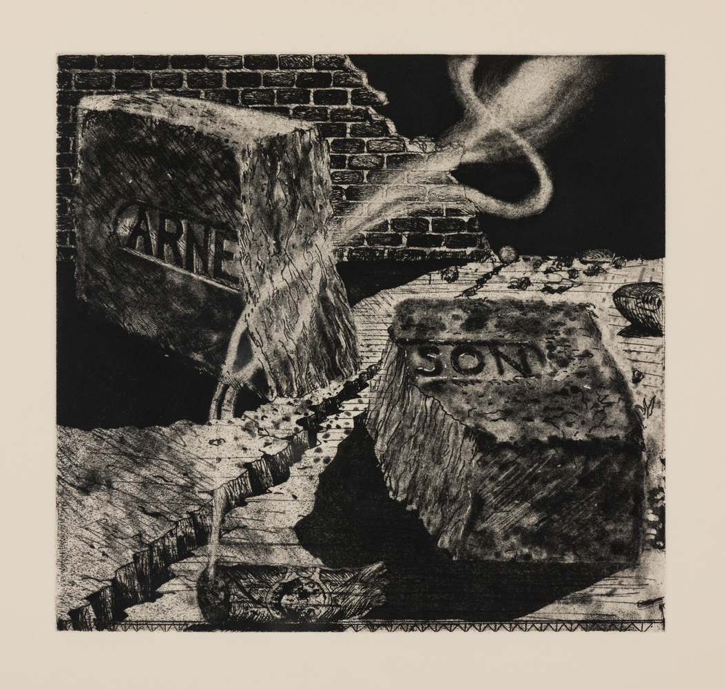 Robert Arneson California Brick, 1975-1976 etching on paper, A.P. 1 16 x 16 1/2 in.