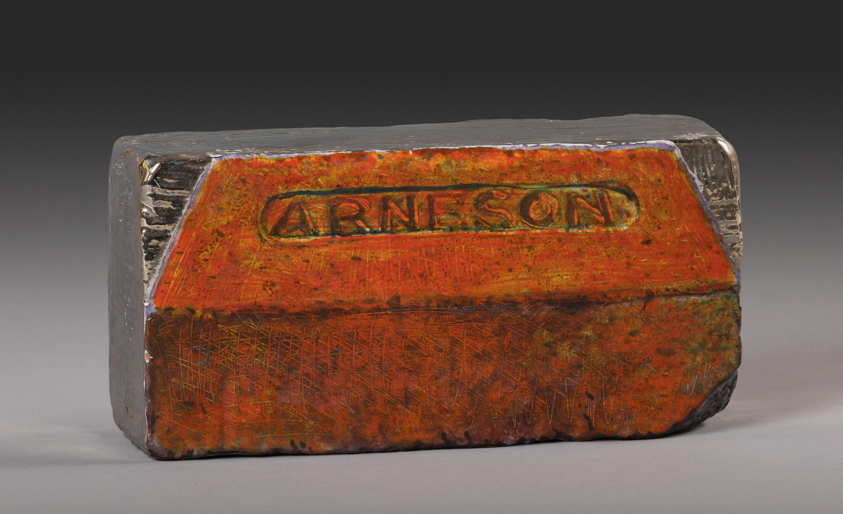 Robert Arneson Brick with Illusion, 1975 ceramic 4 1/4 x 8 3/4 x 2 3/4 in.