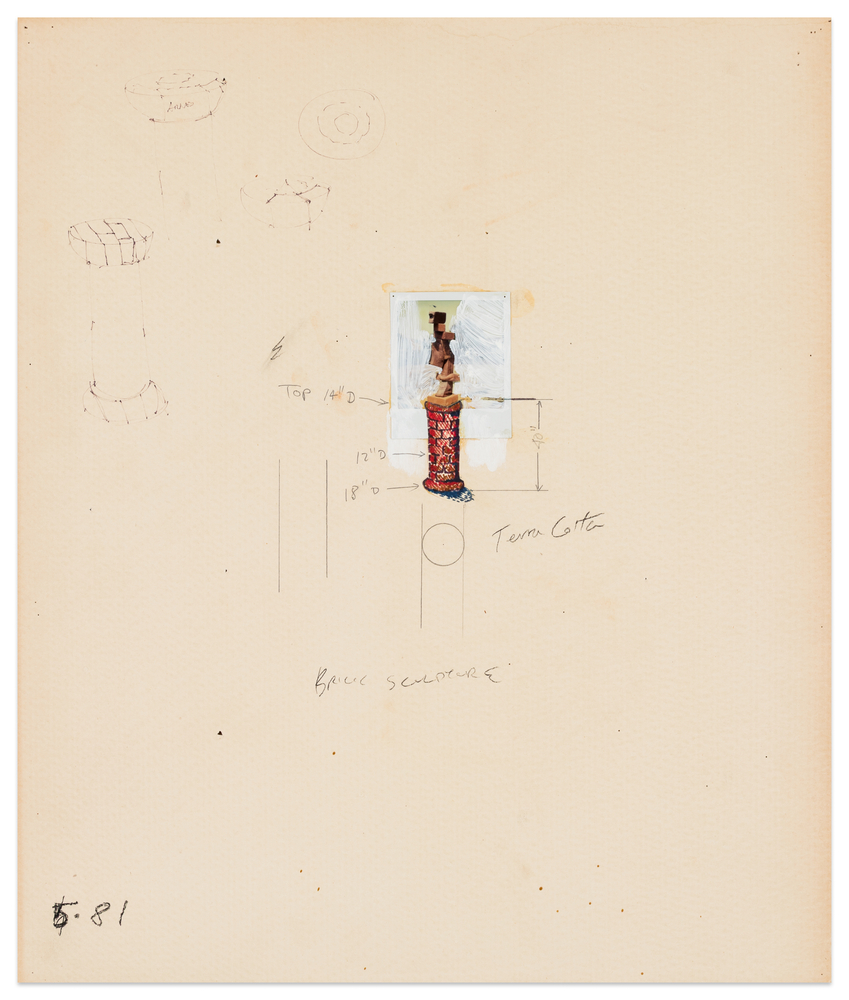 Robert Arneson Study for Brick Sculpture, 1981 mixed media and collage on paper 28 x 23 3/4 in.