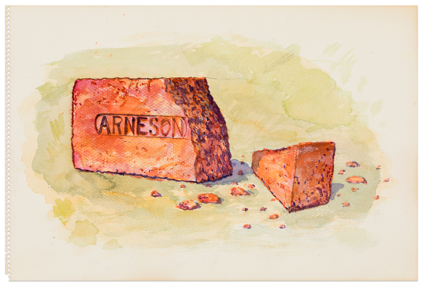 Robert Arneson Untitled (Brick), 1976 watercolor on paper 12 x 17 3/4 in.