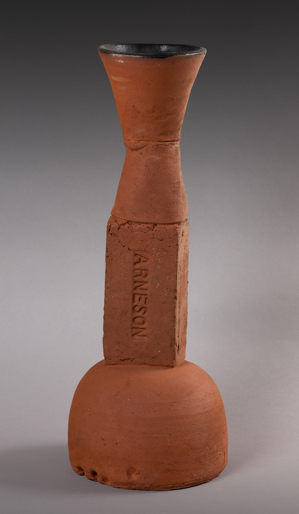 Robert Arneson Brick Vase, 1974 terra cotta and ceramic 24 1/4 x 9 1/2 x 91/2 in.