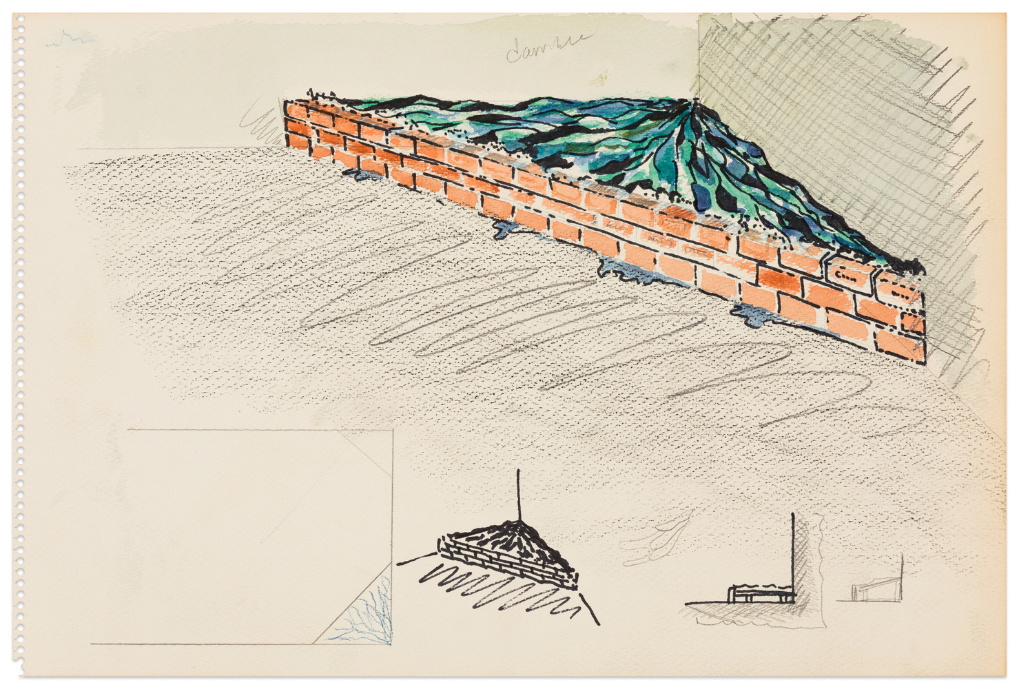 Robert Arneson Untitled, 1976 ink, watercolor, pencil, and conte on paper 12 x 17 3/4 in.