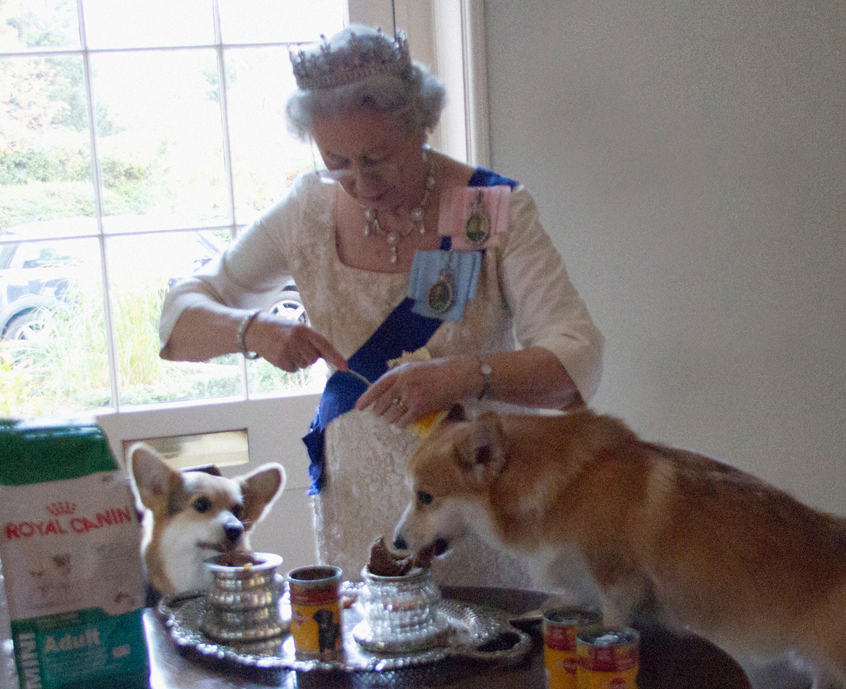 Alison Jackson, Queen Feeds Her Corgis, 2017