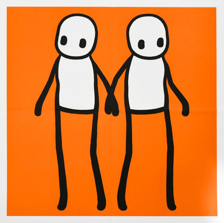 Stik, Stik, Holding Hands, unsigned. orange , 2020