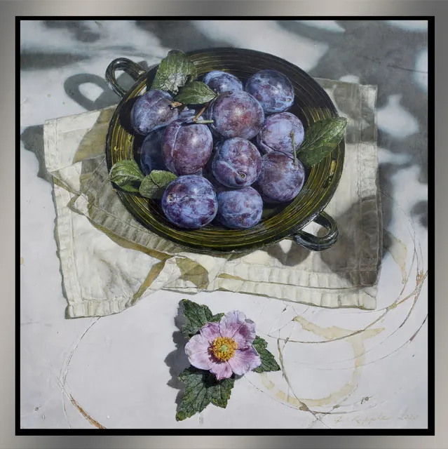 Jeffrey Ripple, Plums and Anemone, 2020