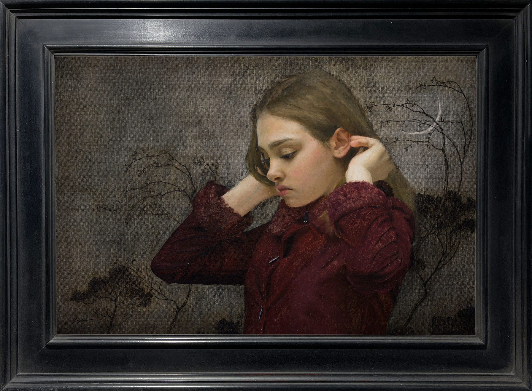 Mark R. Pugh, Girl and a Sliver of Moon, 2024