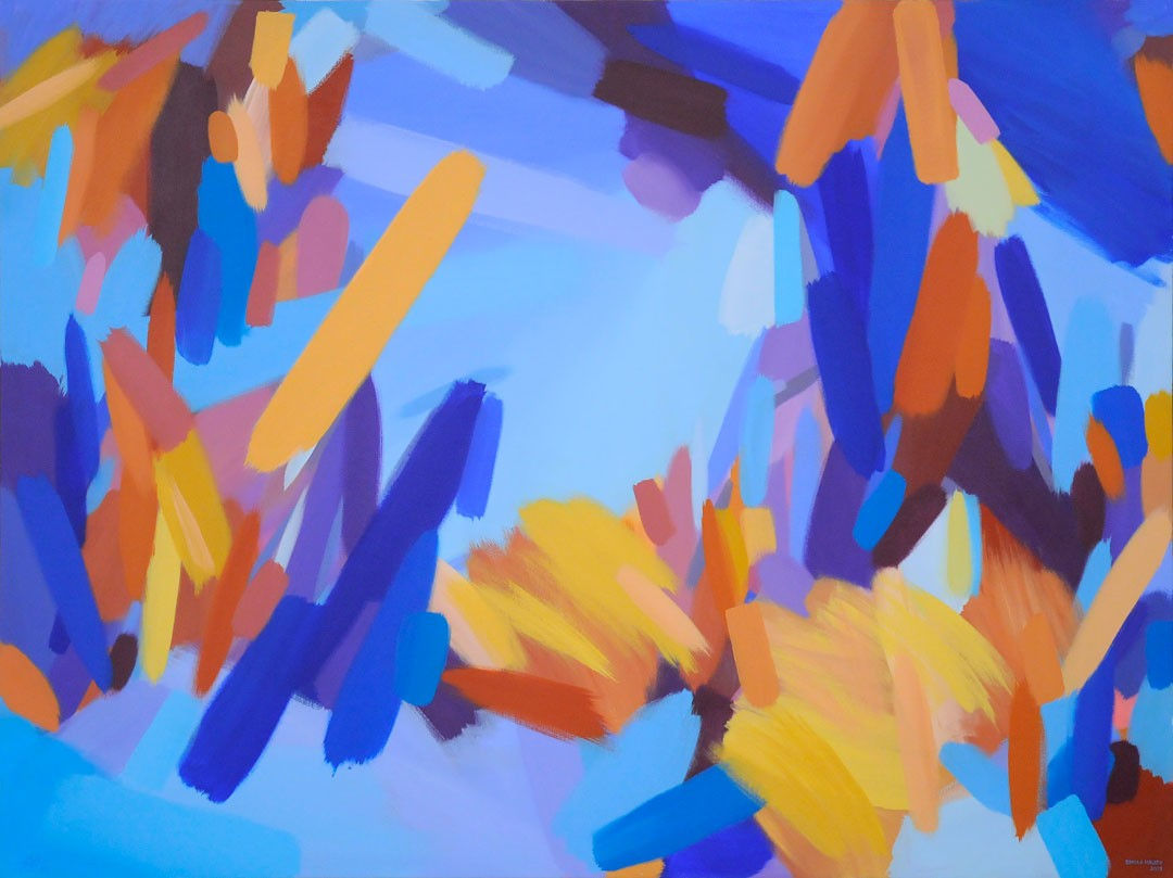 Samia Halaby, Blue in Frames, 2010