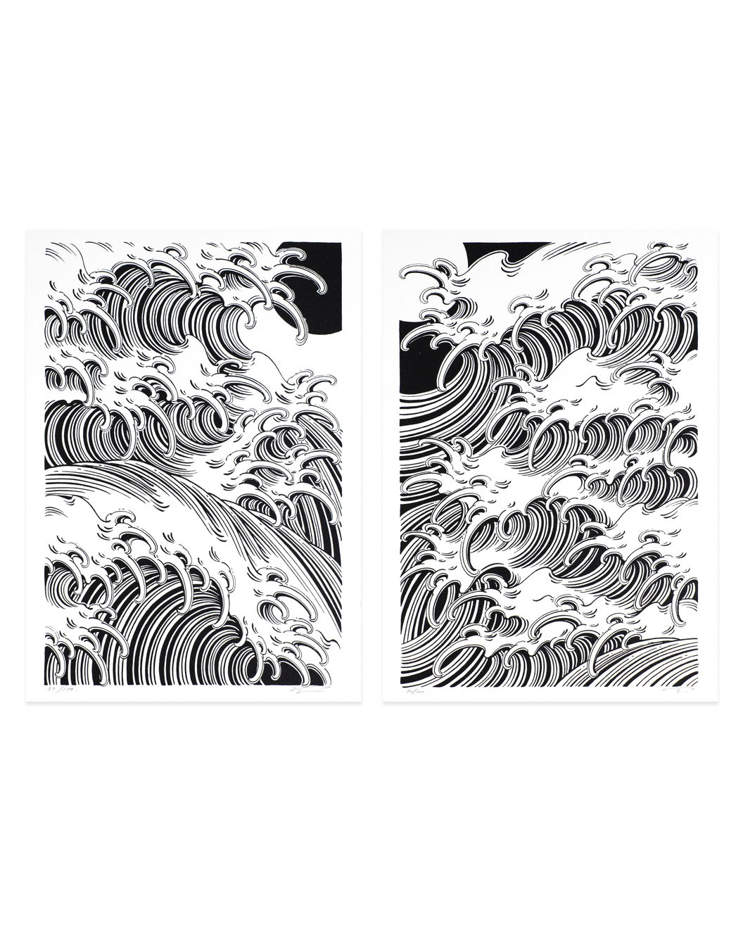 Toshikazu Nozaka, Asian Wave Moon and Sun (Diptych), 2011