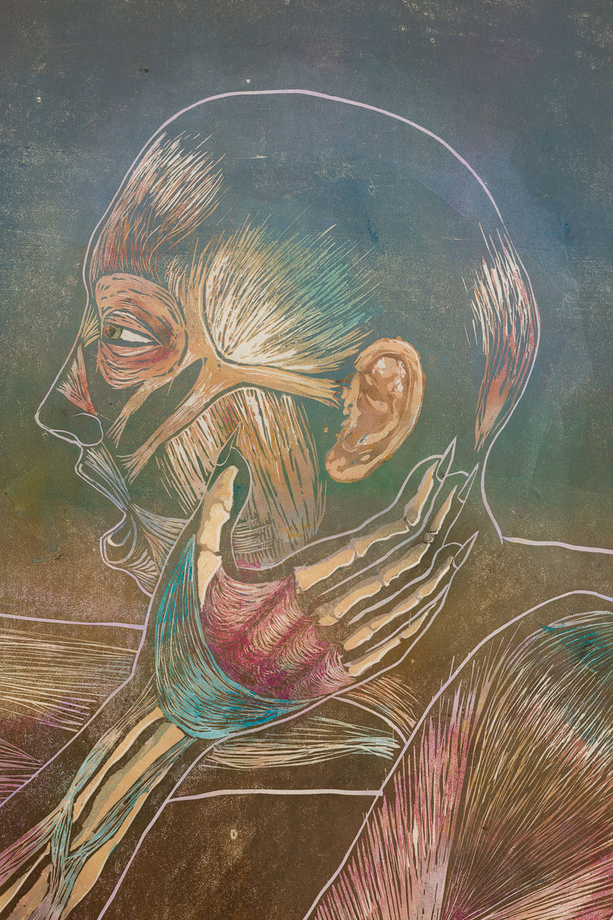 Human face with hand by Alexi Marshall