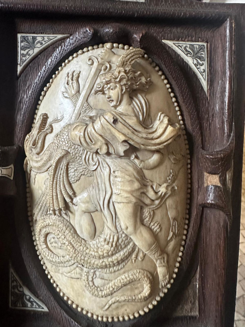 Pair of plaques with ivory reliefs