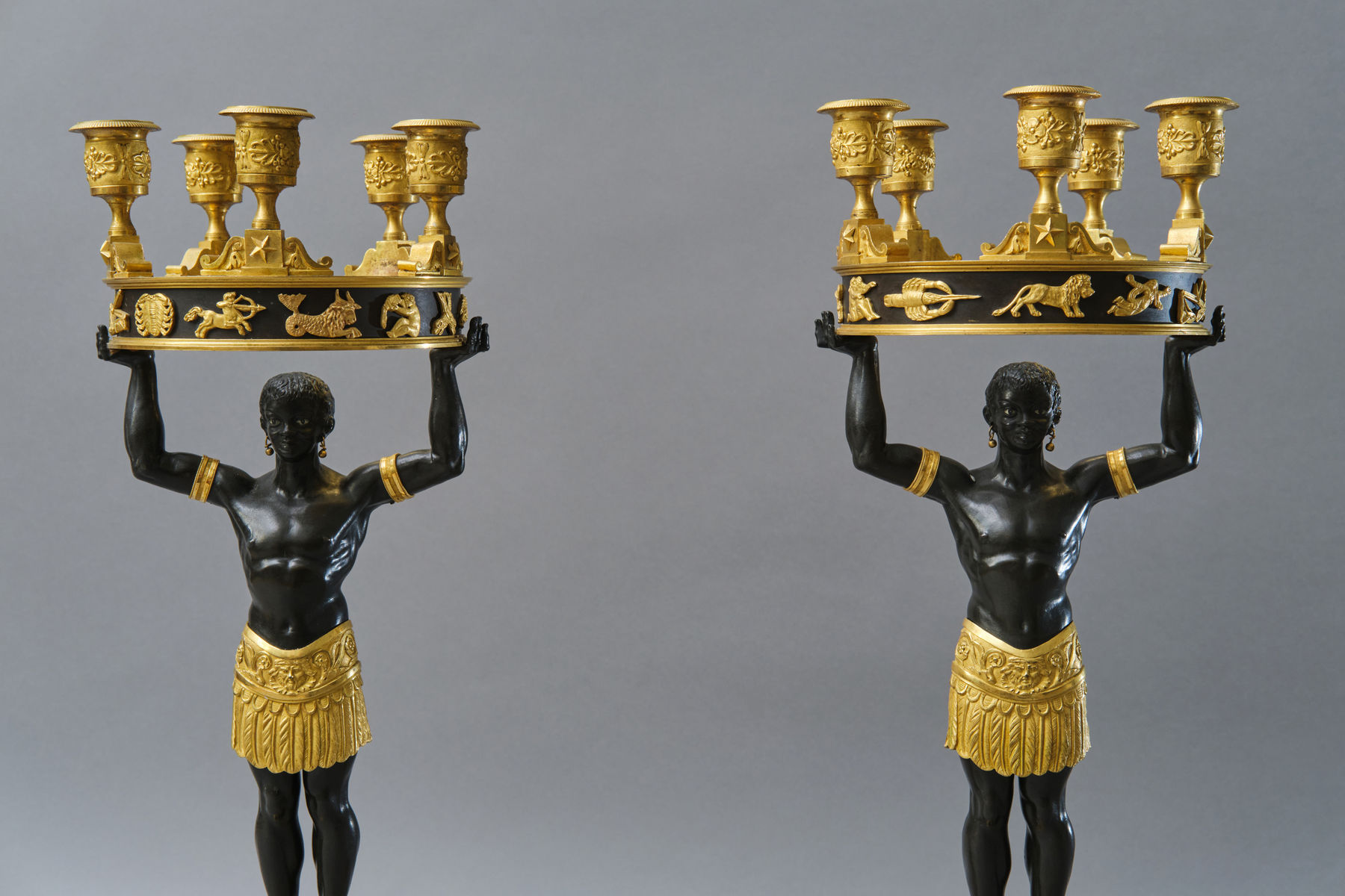 Luigi Manfredini, A set of Four Candelabra with Morish figures, Milan, first quarter of the 19th century