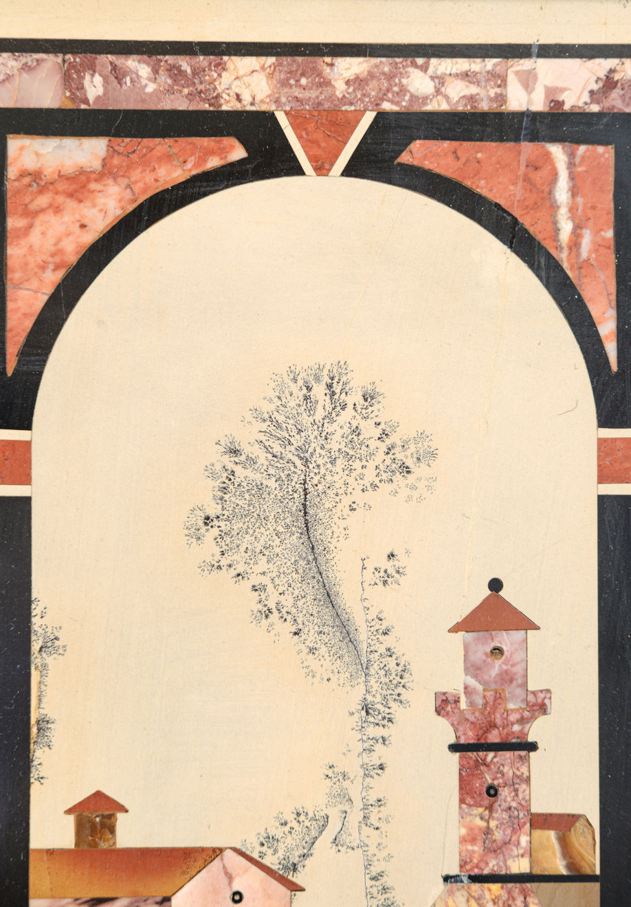 Florence, Plaque depicting landscape with houses, early XVIII century