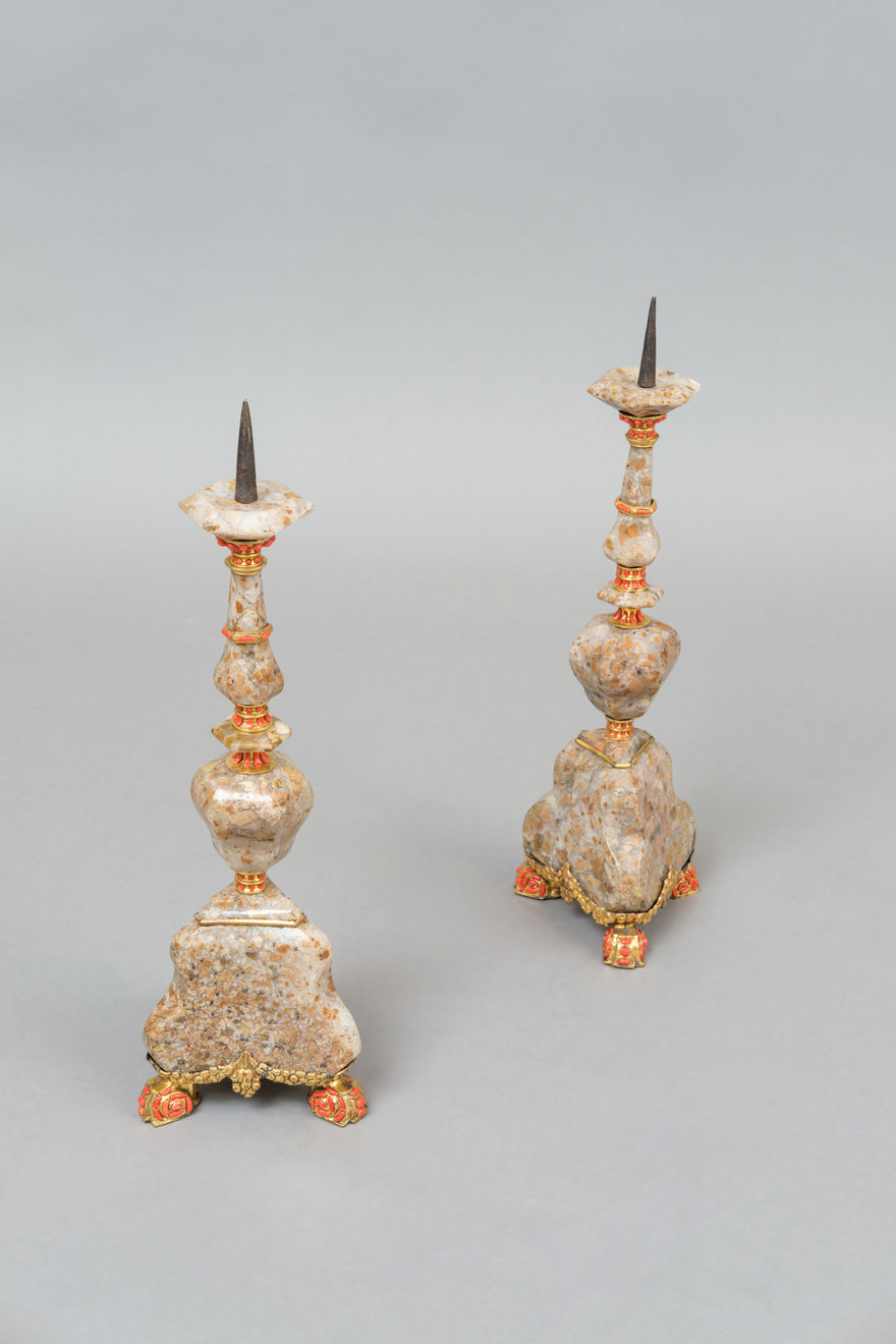 PAIR OF CANDLESTICKS, Trapani, end of 17th century