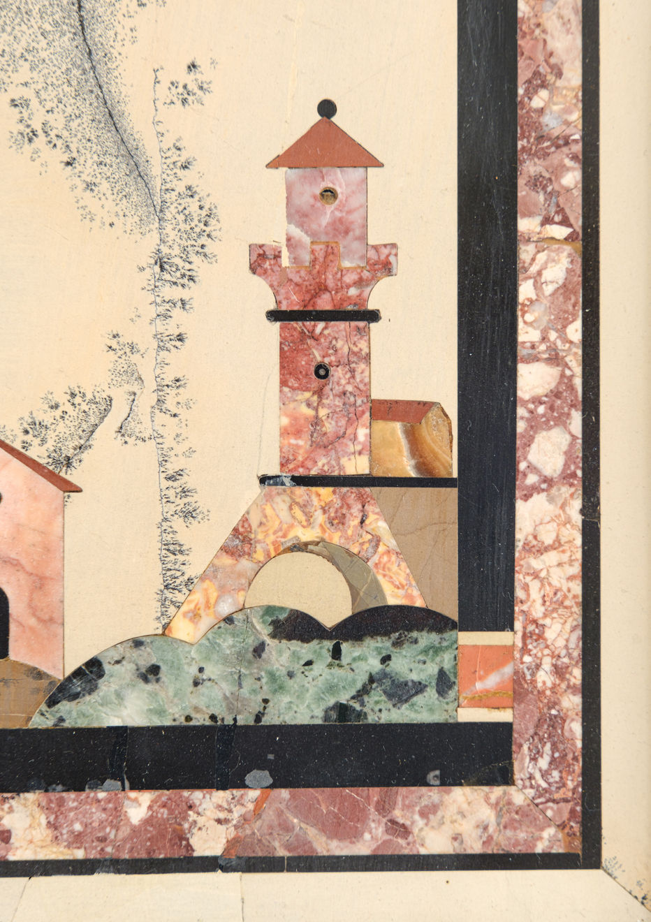 Florence, Plaque depicting landscape with houses, early XVIII century