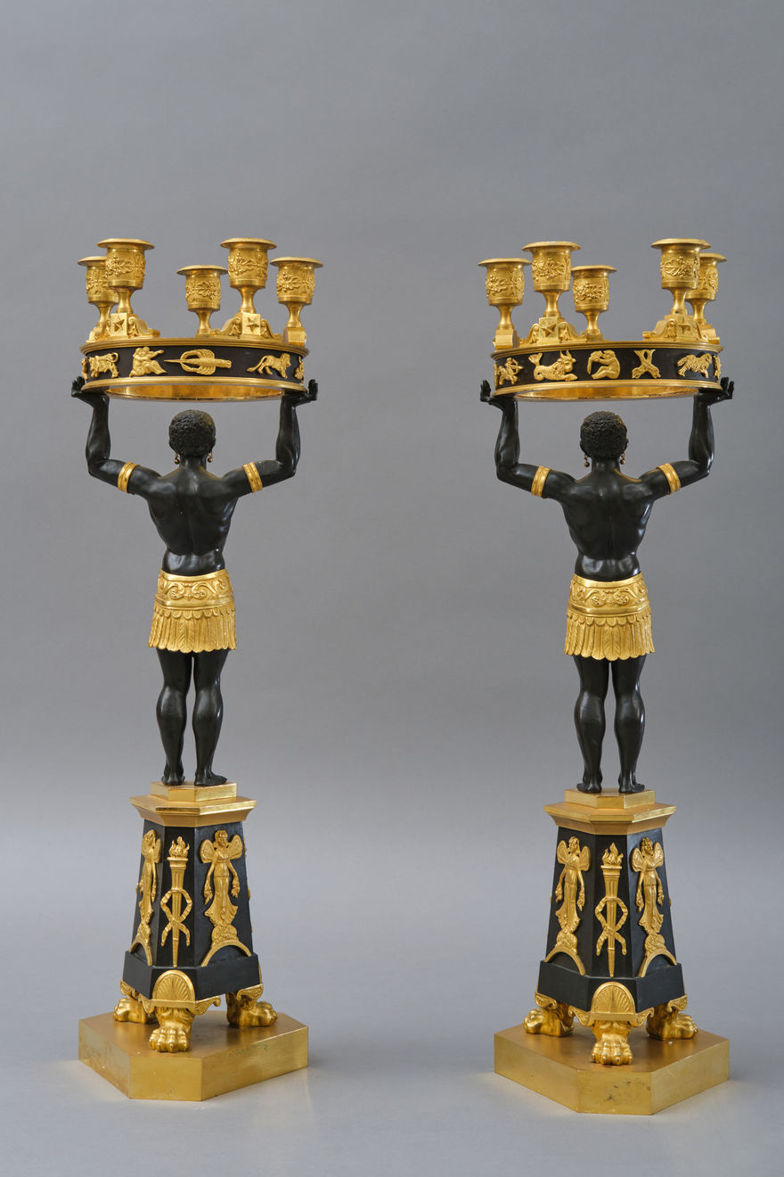 Luigi Manfredini, A set of Four Candelabra with Morish figures, Milan, first quarter of the 19th century