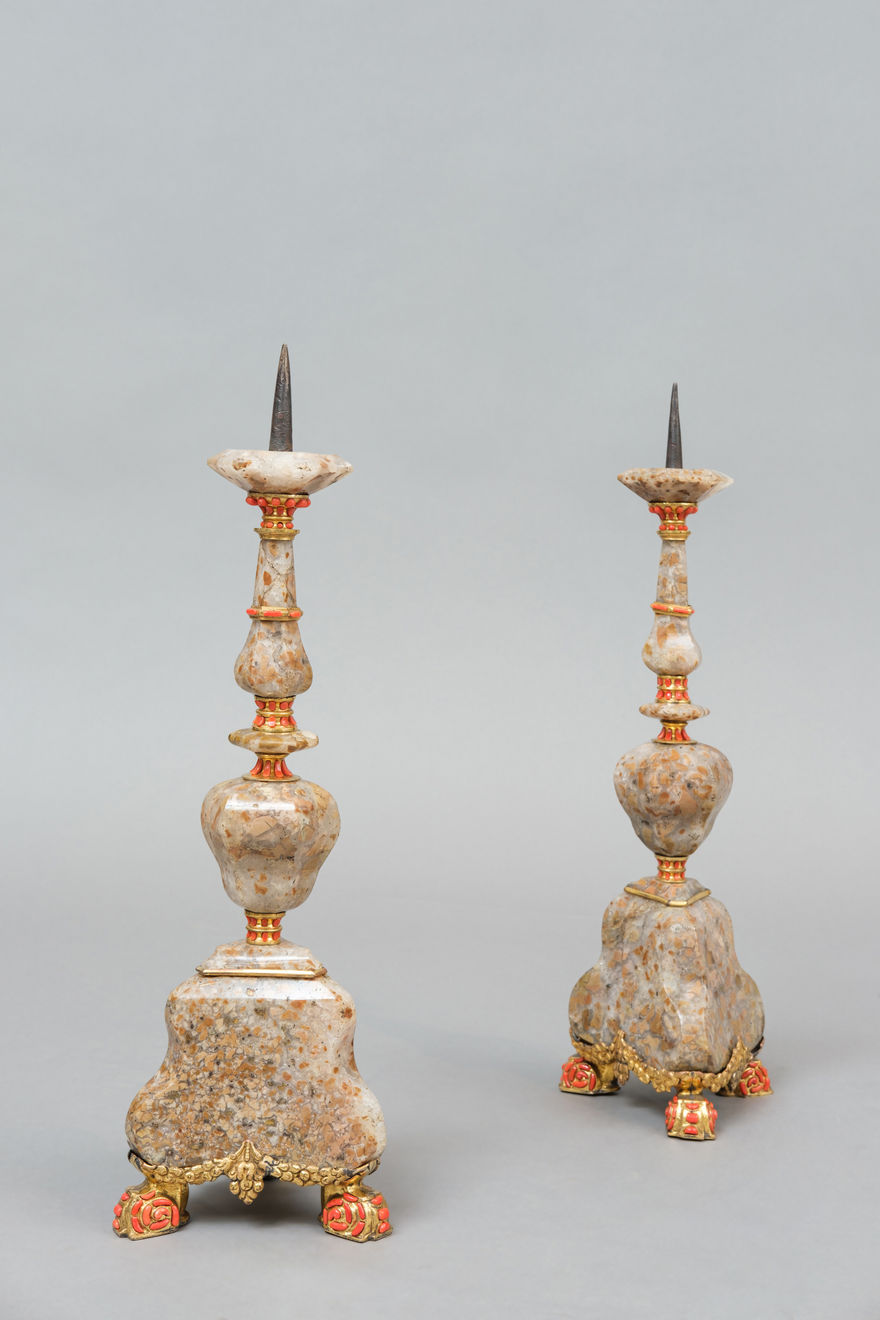 PAIR OF CANDLESTICKS, Trapani, end of 17th century