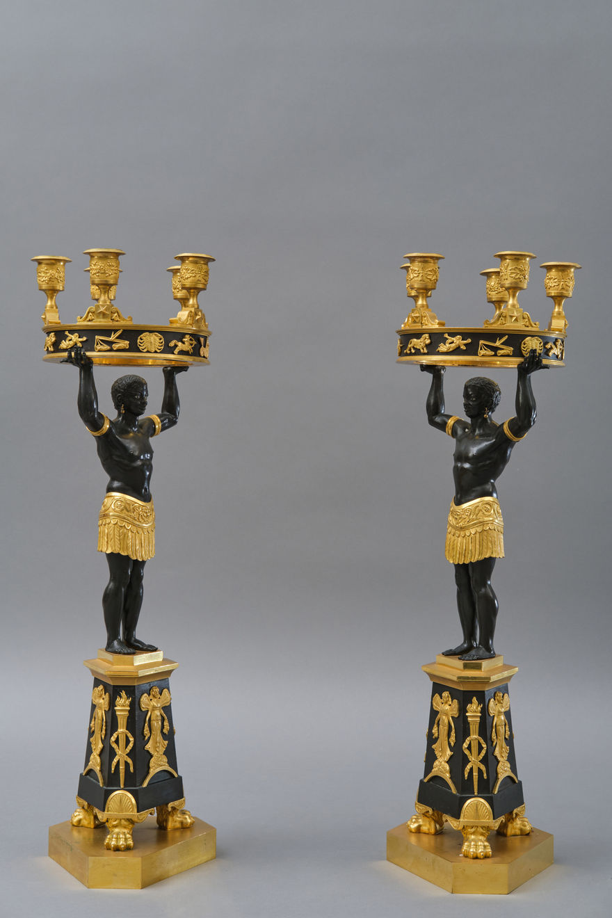 Luigi Manfredini, A set of Four Candelabra with Morish figures, Milan, first quarter of the 19th century
