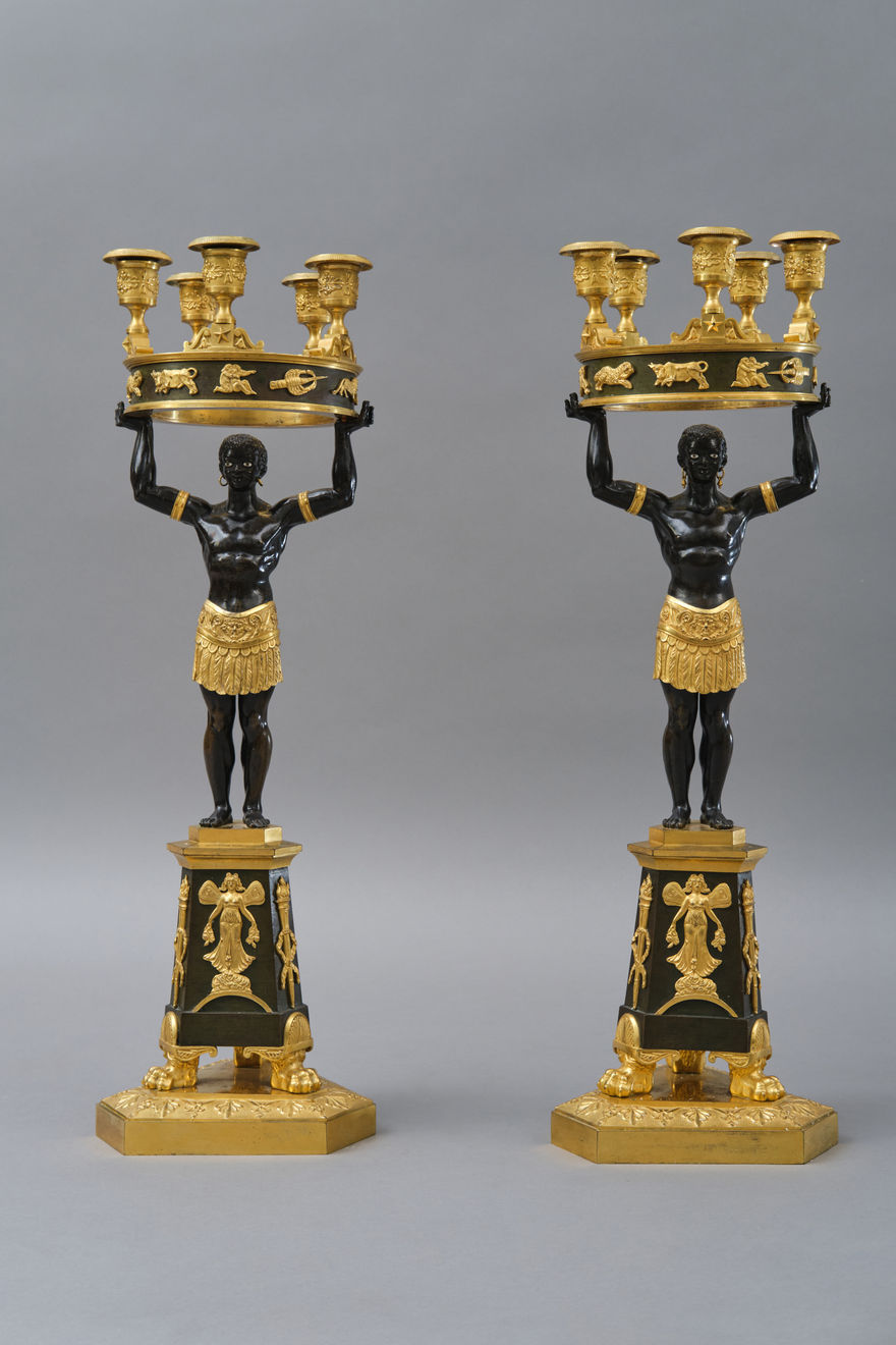 Luigi Manfredini, A set of Four Candelabra with Morish figures, Milan, first quarter of the 19th century