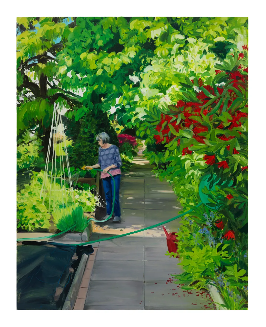 Caroline Walker, Watering Sweet Peas, Mid Morning, May, 2019