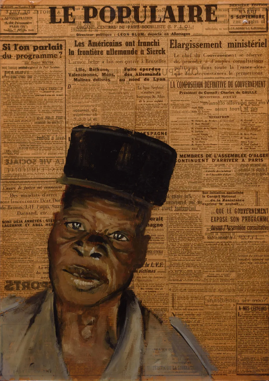 Roméo Mivekannin, Soldat, grands yeux, képi noir, 2021