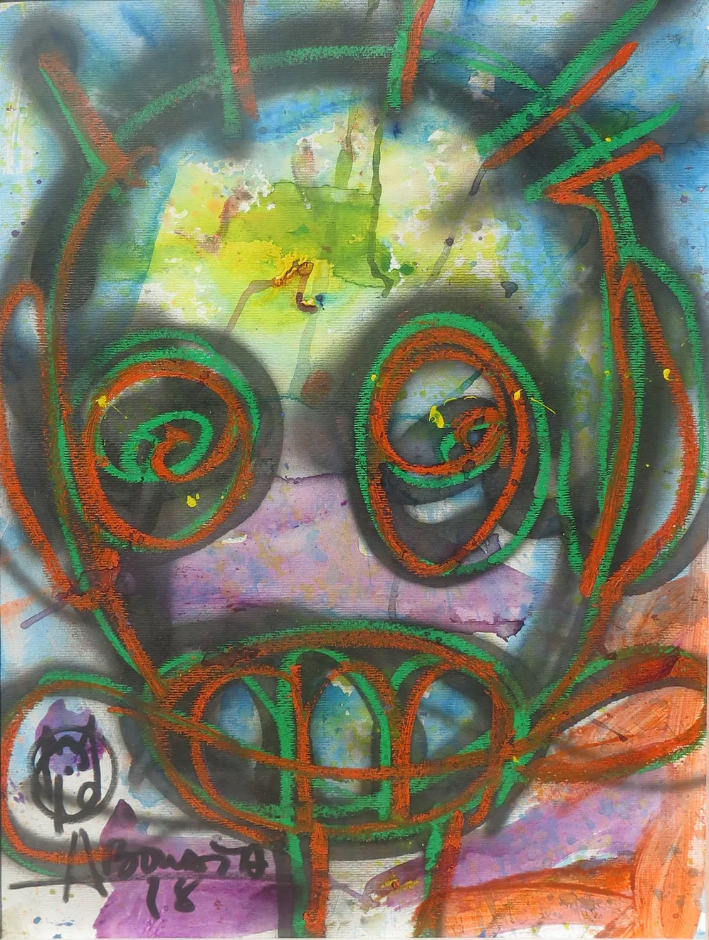 Aboudia, Môgô Abidjan #6, 2019