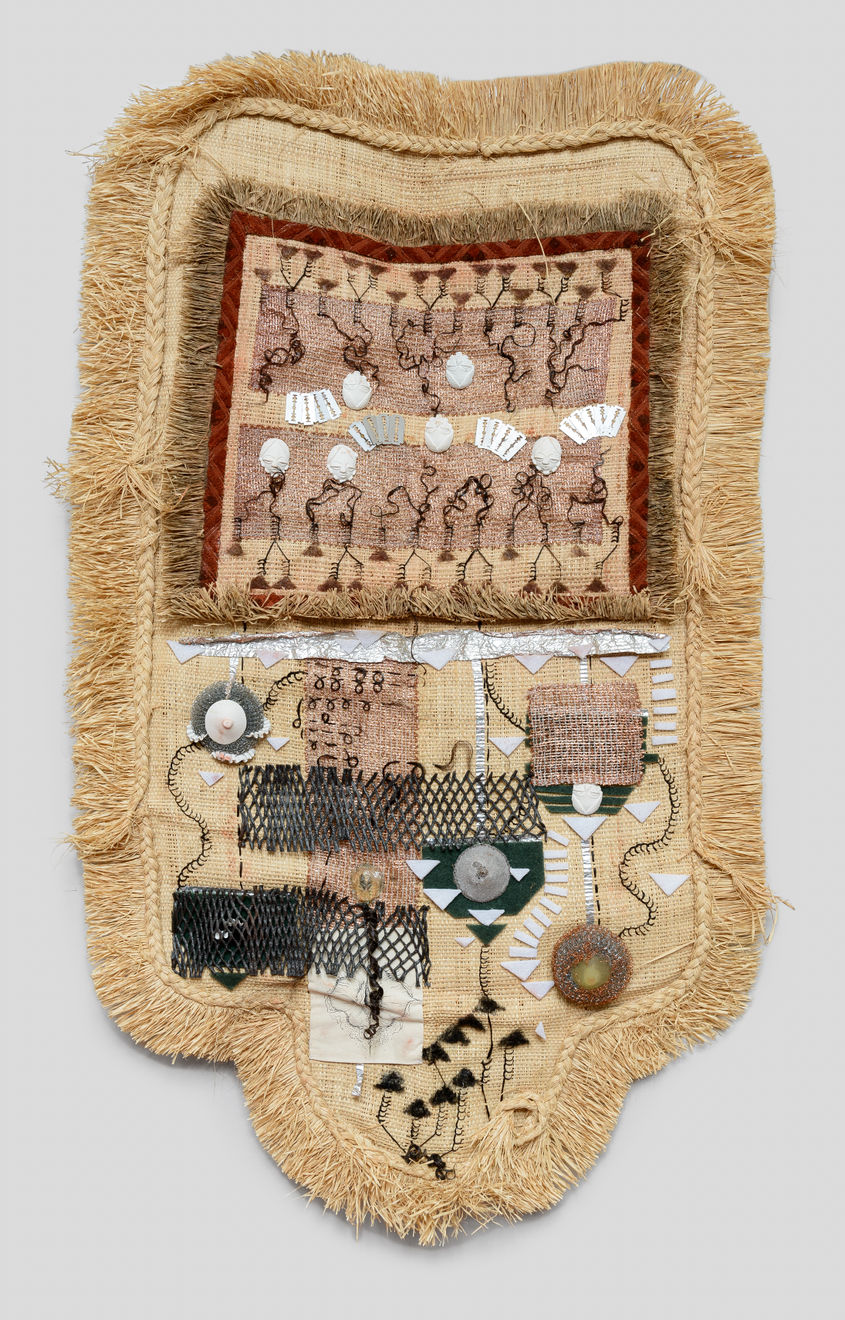 Marie-Claire Messouma Manlanbien, Map, hair, and razorblade, 2023