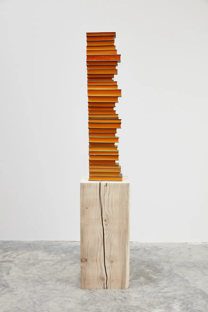 Jared Bark, Green/Orange Book Stack, 2018