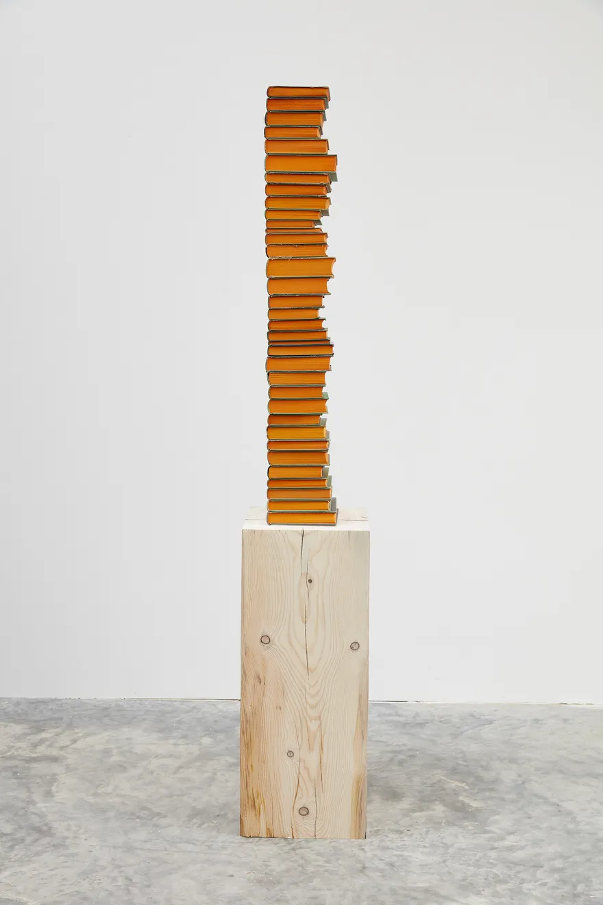 Jared Bark, Green/Orange Book Stack, 2018