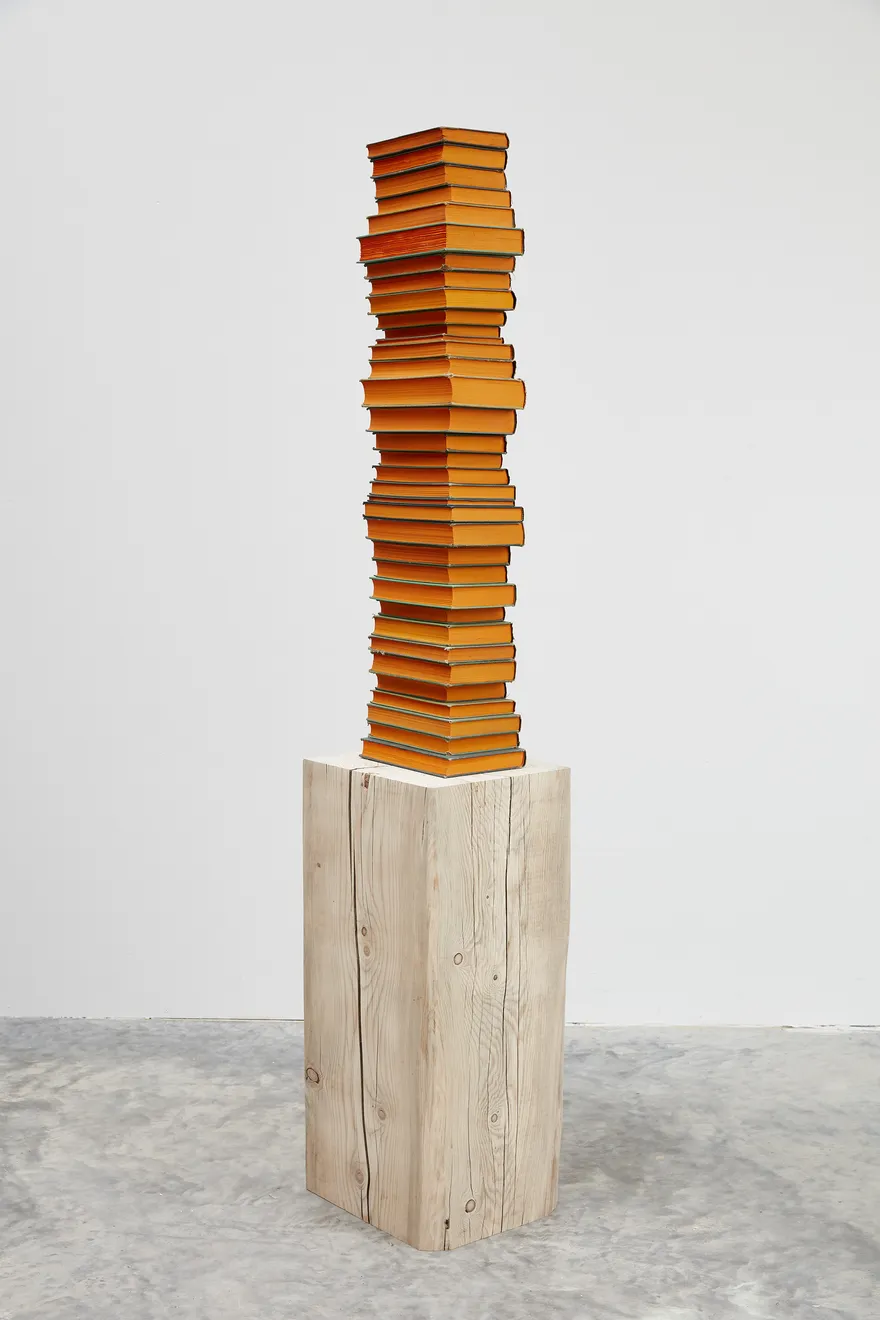 Jared Bark, Green/Orange Book Stack, 2018