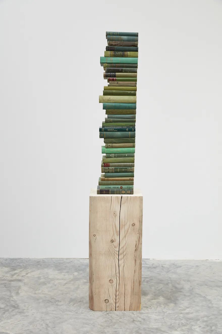 Jared Bark, Green/Orange Book Stack, 2018