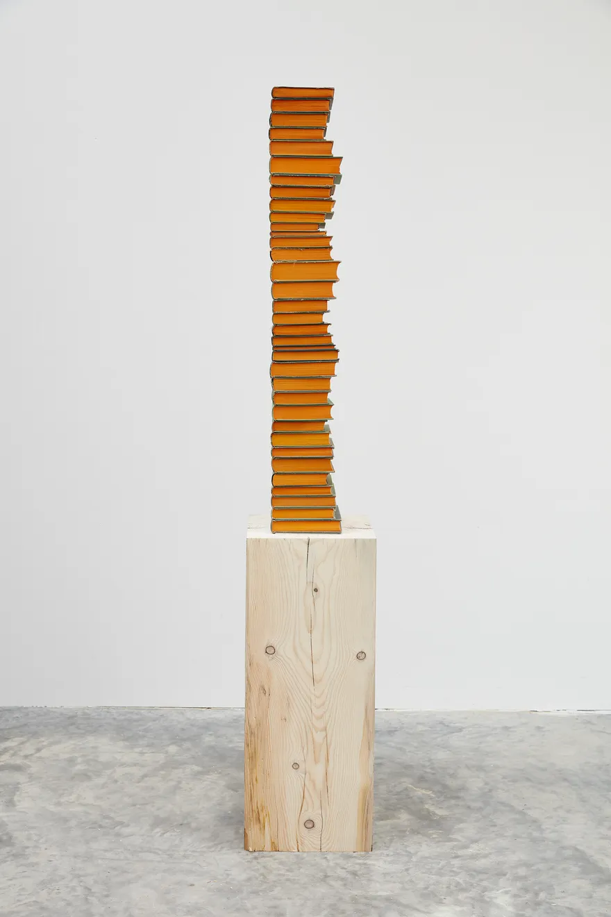 Jared Bark, Green/Orange Book Stack, 2018