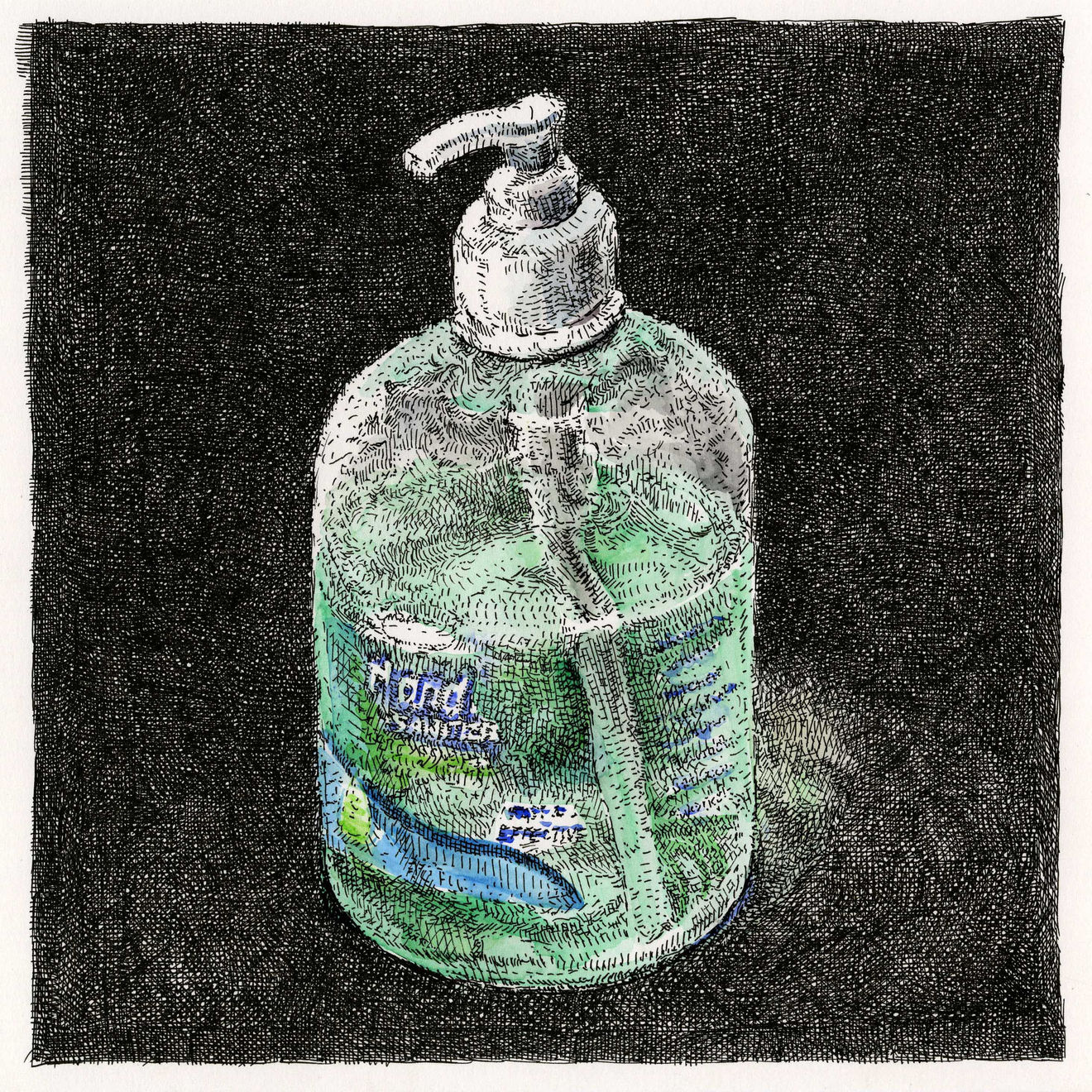 Joan Linder, sanitizer, 2020