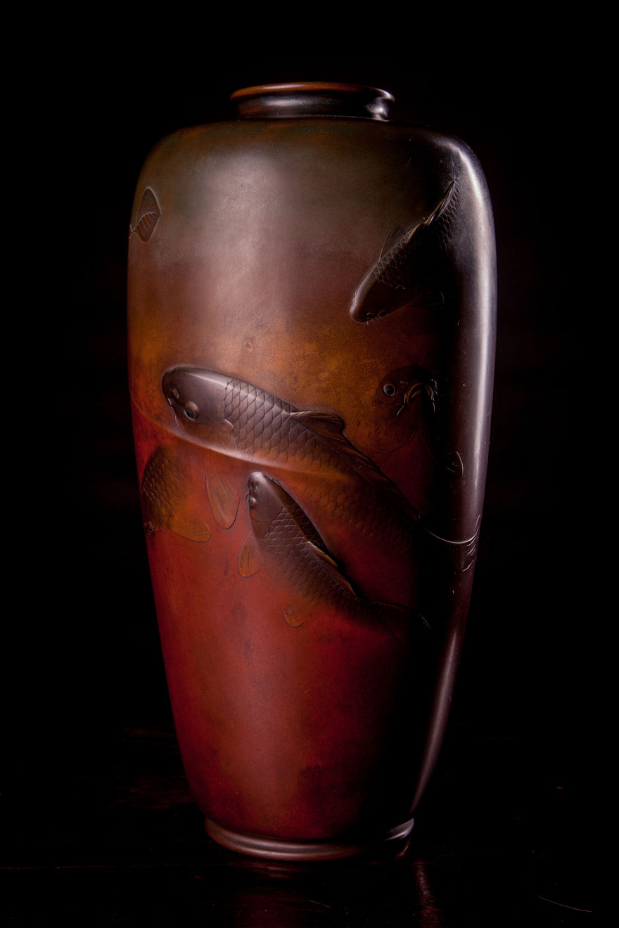 Jameson J Wood, A Meiji Period Bronze Vase with Everted Shallow Neck, 19th Century