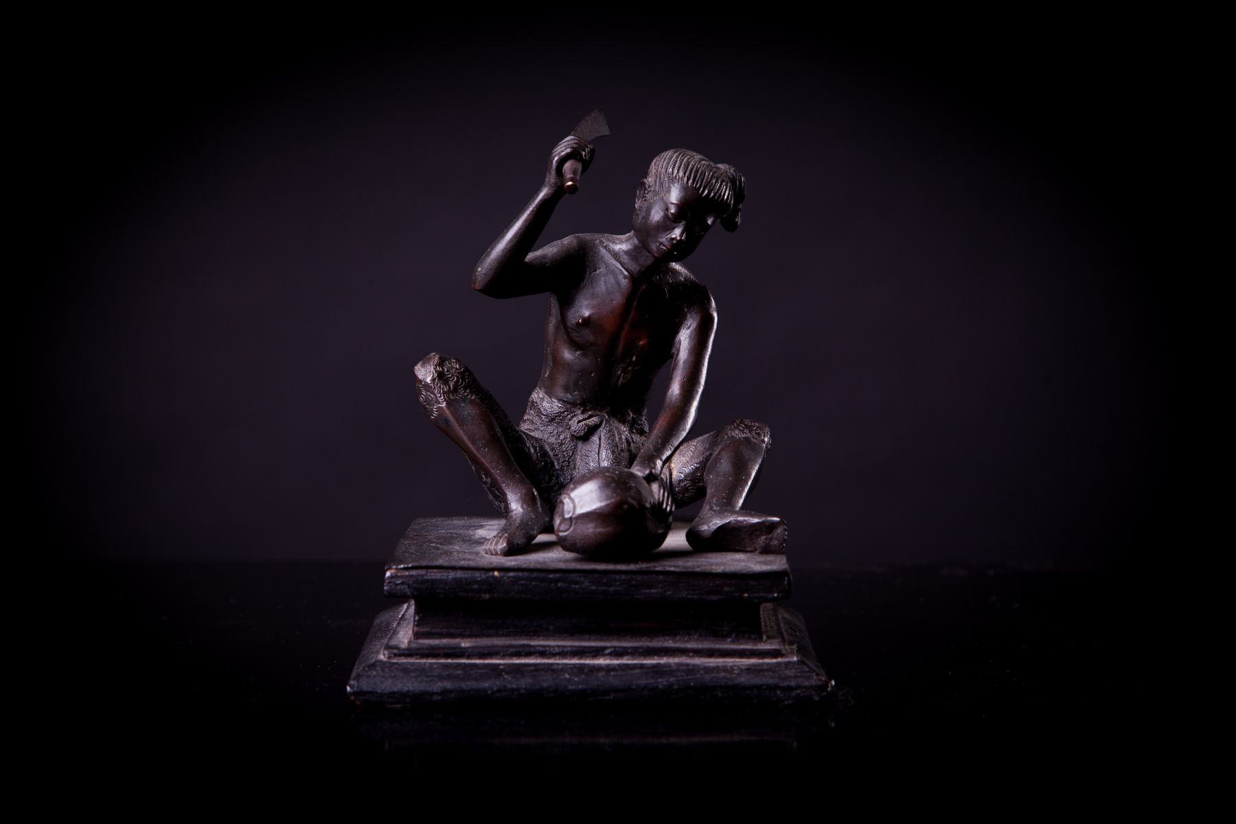 Jameson J Wood, Three Bronze Figure Do Various Chores, Burma, 1930's