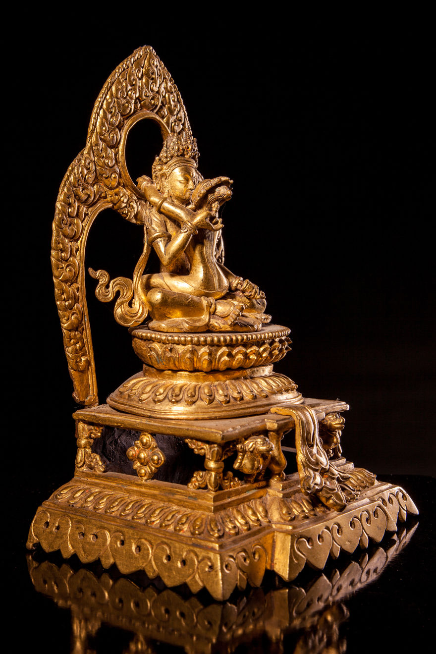 Jameson J Wood, 19th Century Nepalese Gilt Metal Figurine of Chakrasamvara & Vajrayogini, 1863