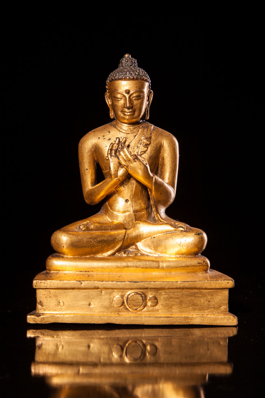 Jameson J Wood, 13th Century Gilt Bronze Figure of Shakyamuni Buddha, 1300