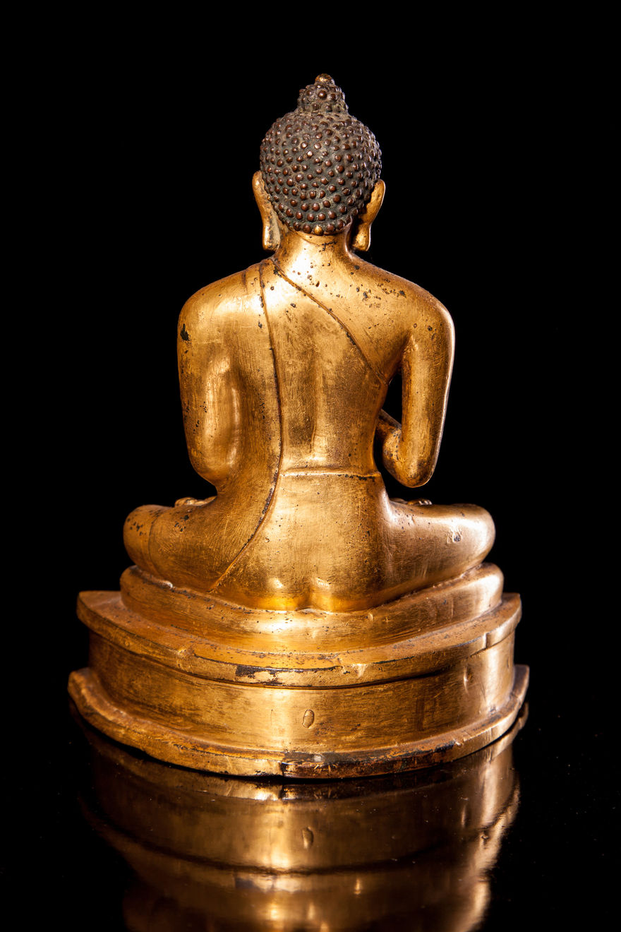Jameson J Wood, 13th Century Gilt Bronze Figure of Shakyamuni Buddha, 1300