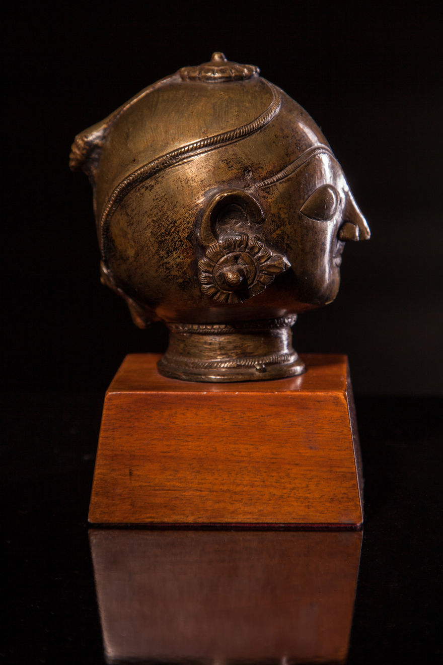 Jameson J Wood, A Bronze Head with Flowerhead Topknot, 19th Century