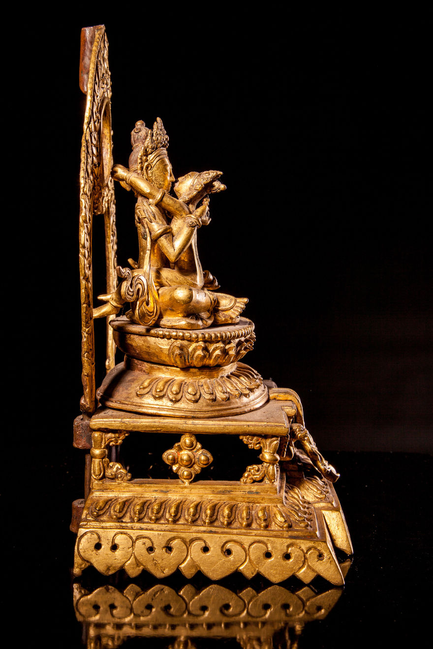 Jameson J Wood, 19th Century Nepalese Gilt Metal Figurine of Chakrasamvara & Vajrayogini, 1863