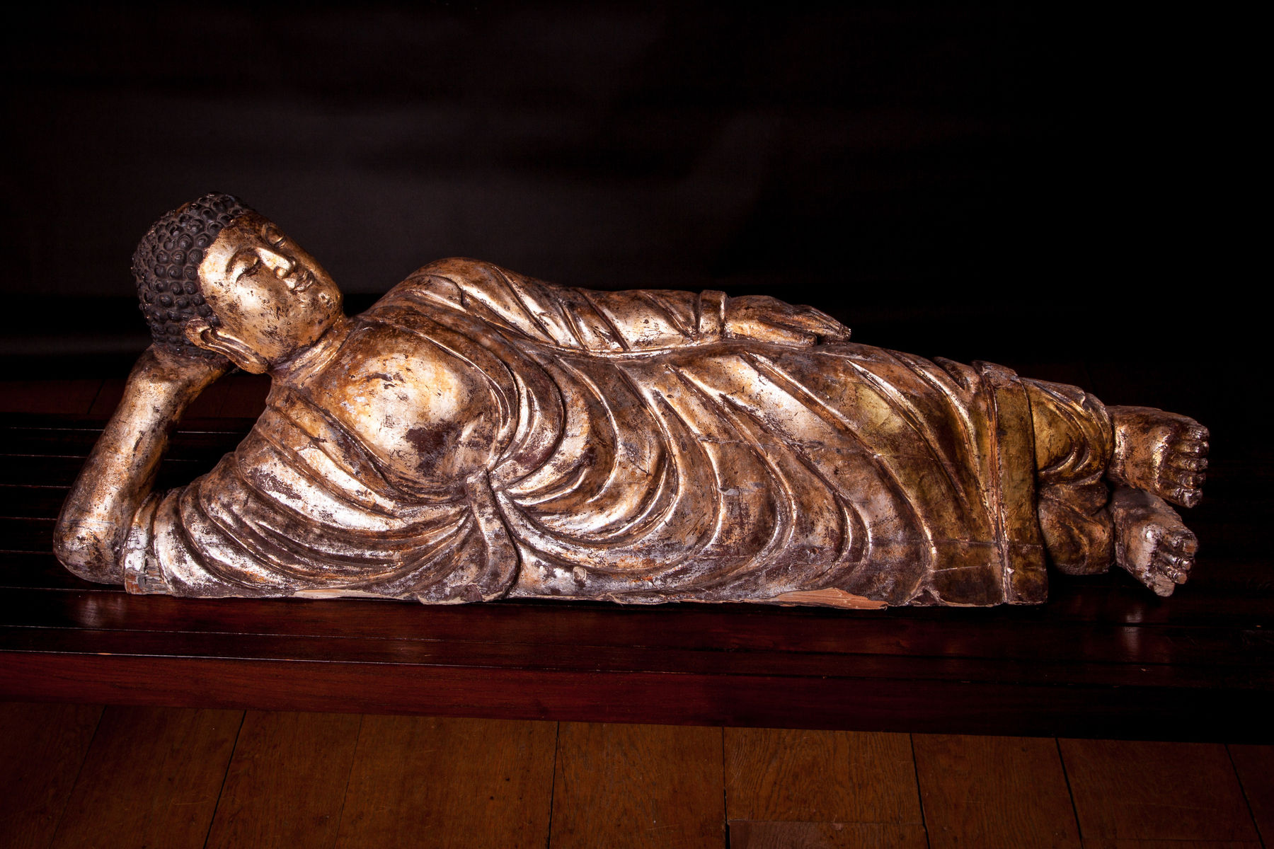 Jameson J Wood, Giltwood Figure of Reclining Buddha, 20th Century