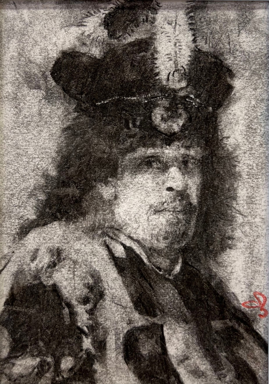 Onno Boerwinkel, Portrait of a Man with Feather - Homage to Rembrandt, 2018