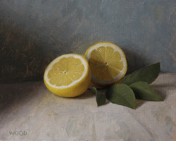 Justin Wood, Sliced Lemon with Leaves, 2022