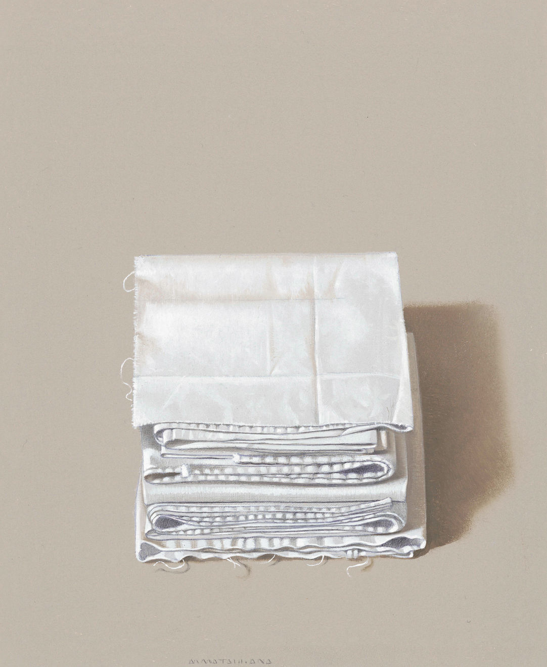 Antonio Matallana, Linge et mouchoirs pliés en quatre, 2024