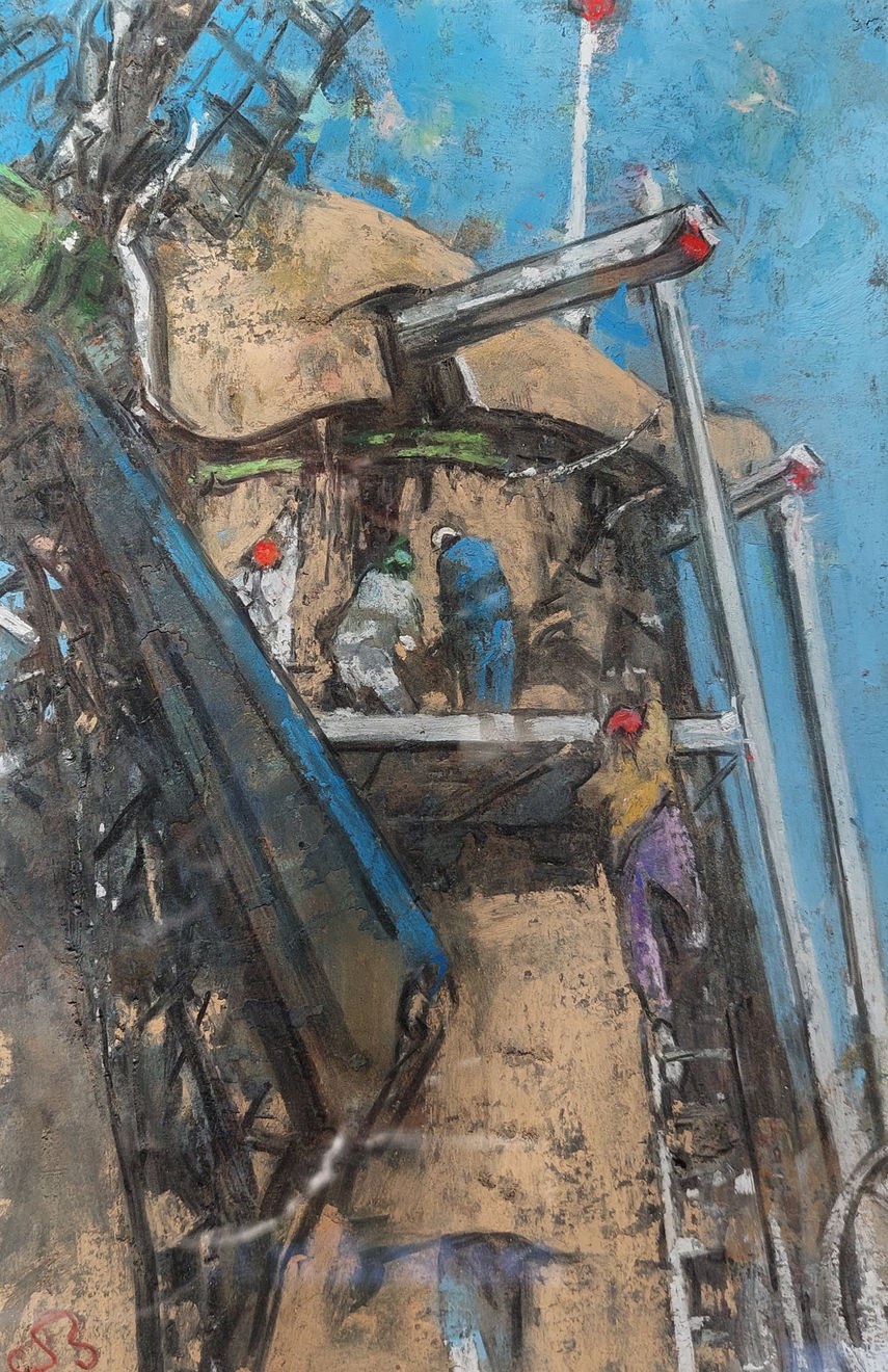 Onno Boerwinkel, Rietdekkers op een molen, 2016