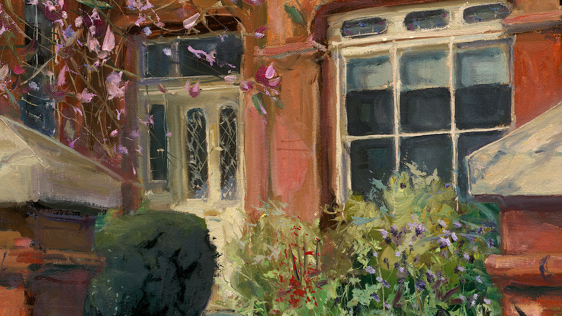 Gerard_Byrne_irish_artist_Peaceful_Morning_on_Eglinton_Road_Dublin_modern_impressionism_painting_detail