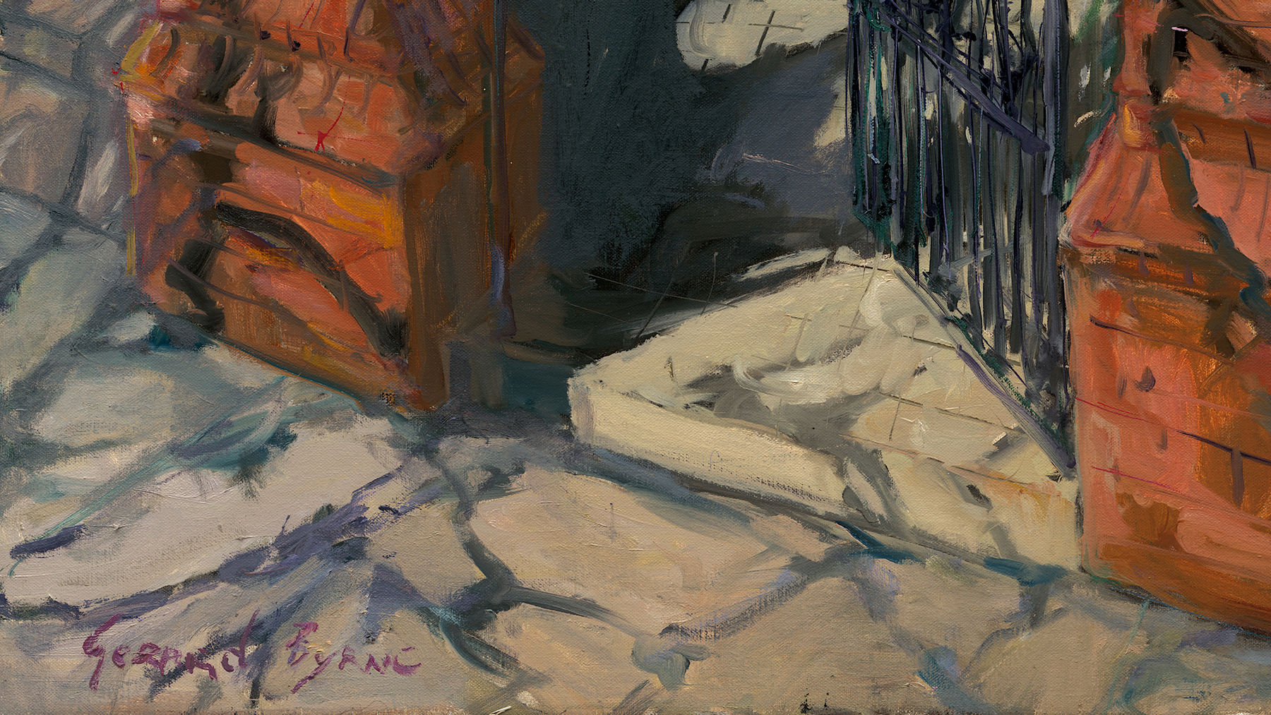 Gerard_Byrne_irish_artist_Peaceful_Morning_on_Eglinton_Road_Dublin_modern_impressionism_painting_detail