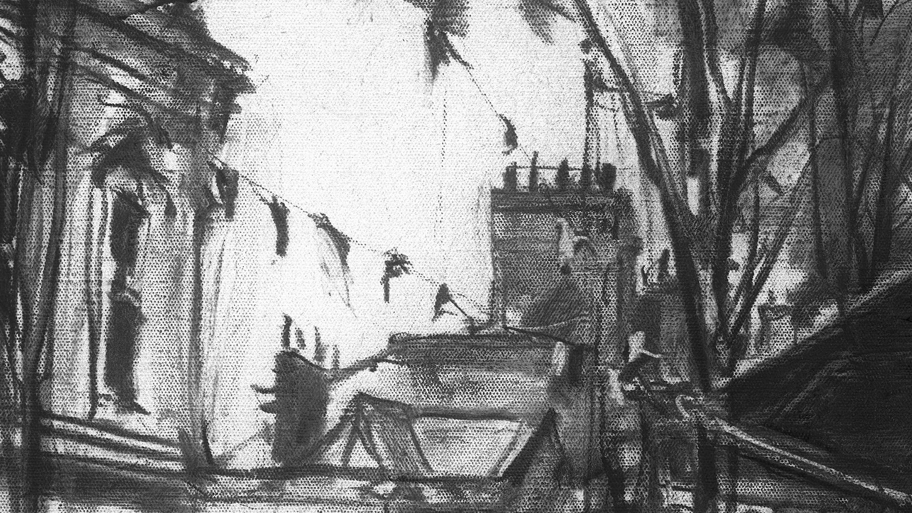 Gerard_Byrne_Bloomsday_Rehearsal_Glasthule_modern_impressionism_fine_art_gallery_Dublin_Ireland_drawing_detail