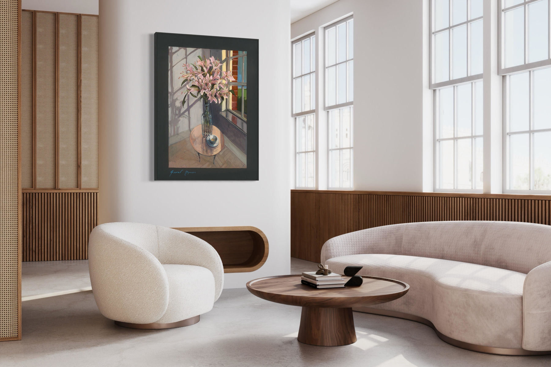 Gerard-Byrne-Let-the-Light-In-I-pink-lilies-contemporary-art-gallery-Dublin-Ireland-interior-design