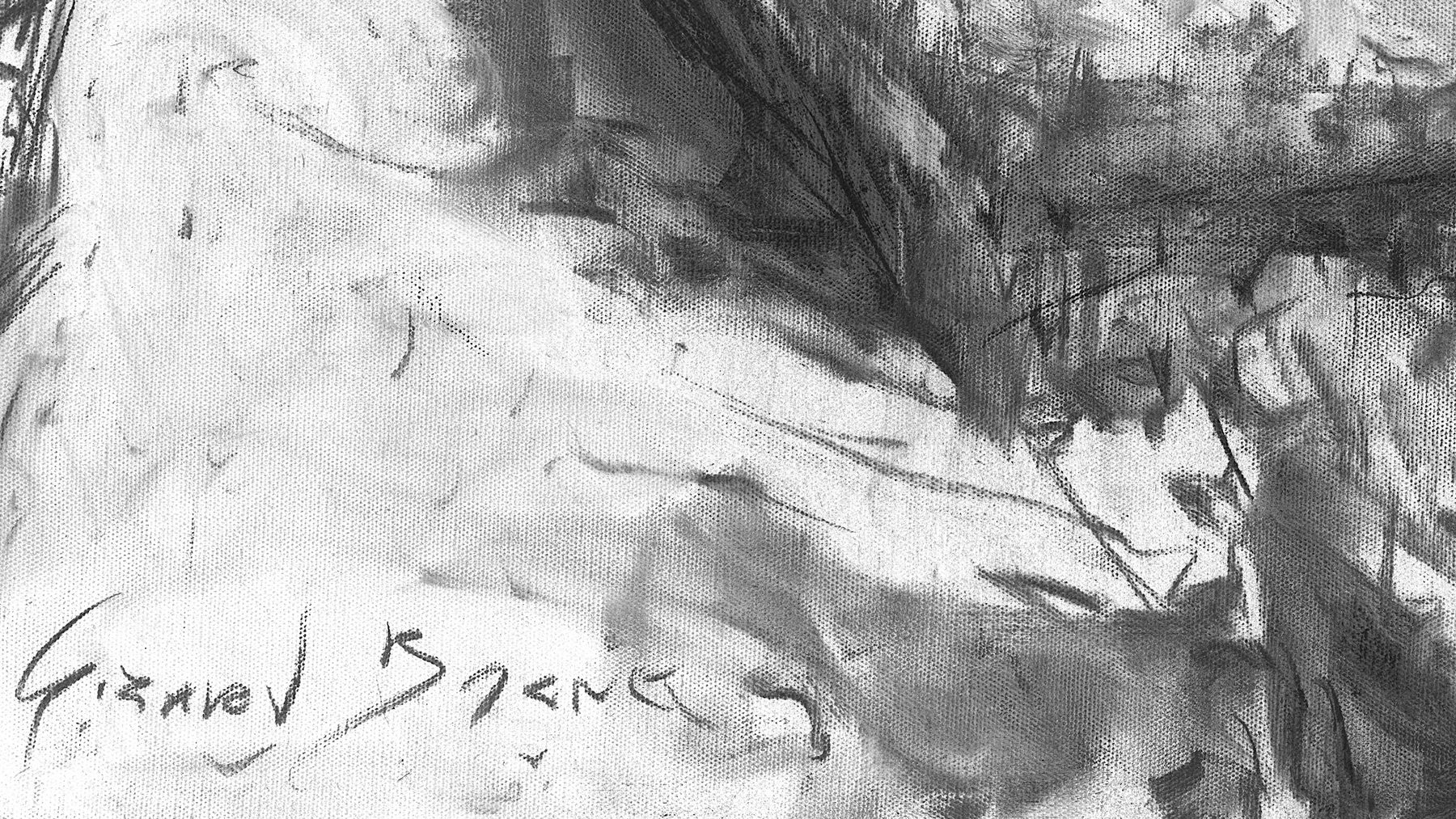 Gerard_Byrne_Dog_Walkers_on_Dartmouth_Square_contemporary_impressionism_charcoal_sketch_detail